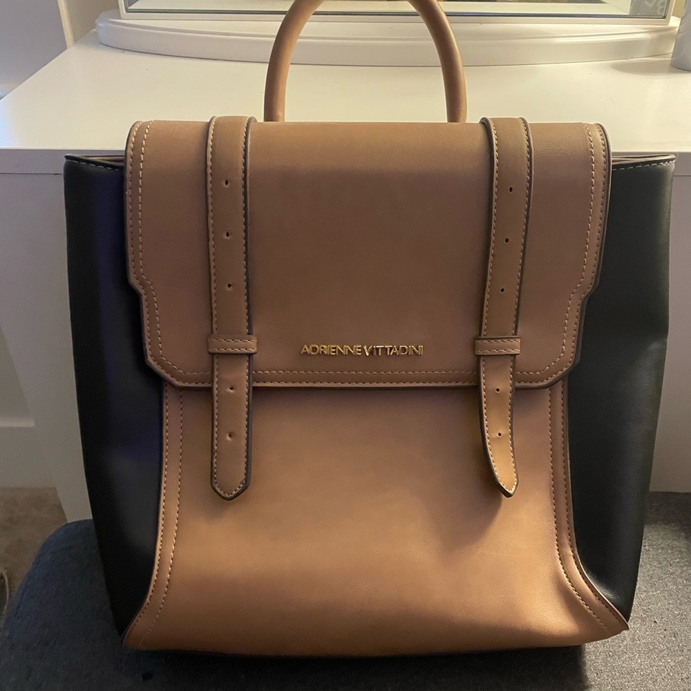 Adrienne Vittadini Backpack Purse w Removable Straps and red lining